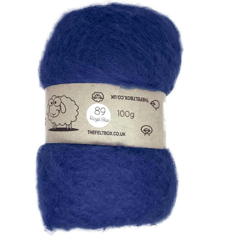 Carded NZ Wool For Needle Felting Batts – Royal Blue #89