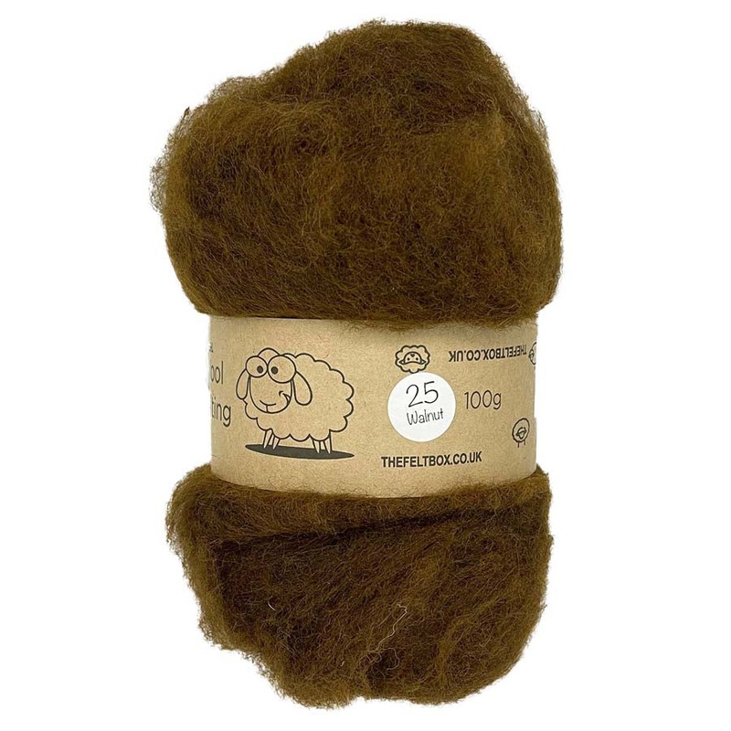 Carded NZ Wool For Needle Felting Batts – Walnut  #25