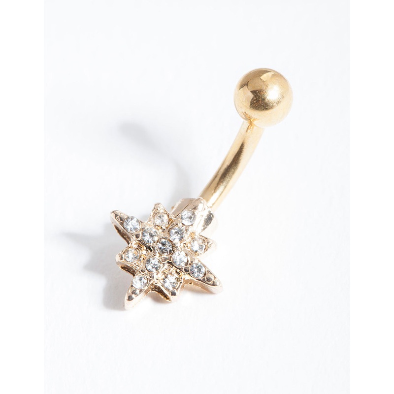 Gold Starburst Surgical Steel Belly Bar
