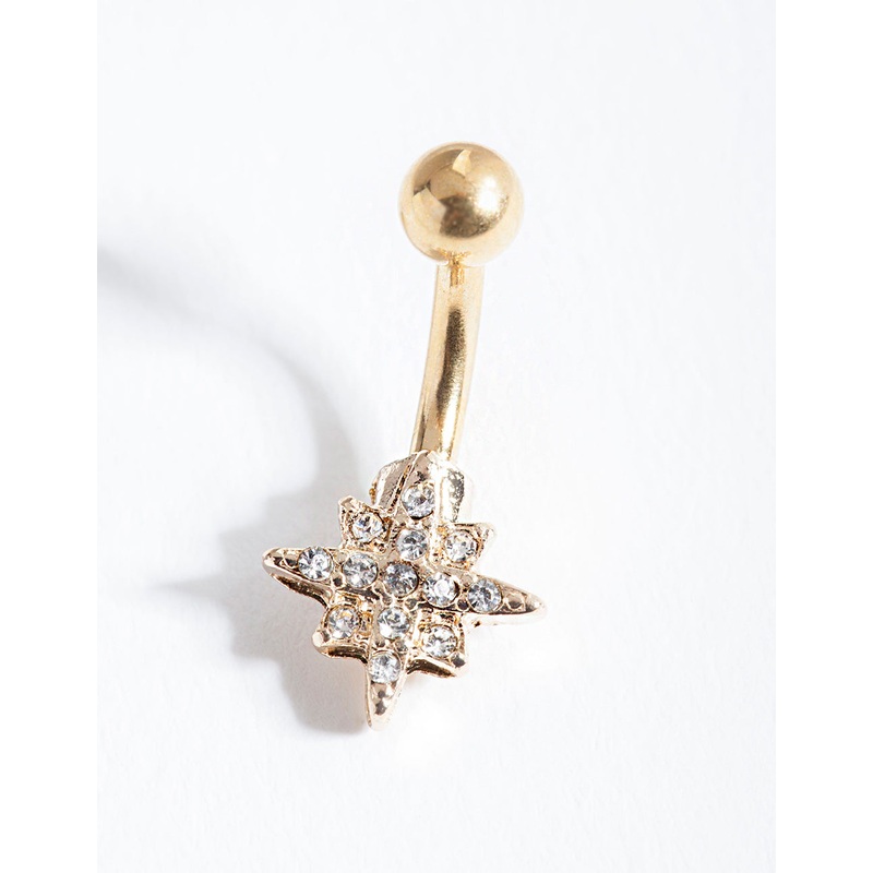 Gold Starburst Surgical Steel Belly Bar