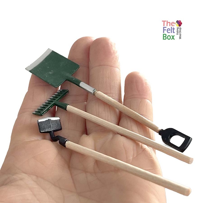 Hoe Spade Rake Toy Miniature Garden Tools 9 cm