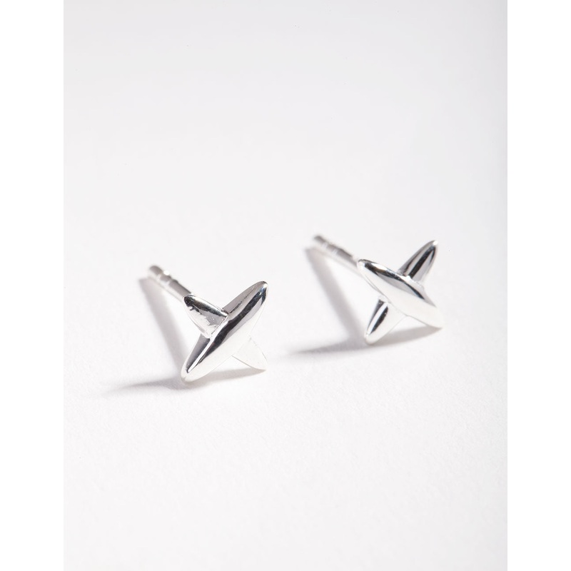 Sterling Silver Cross Stud Earrings