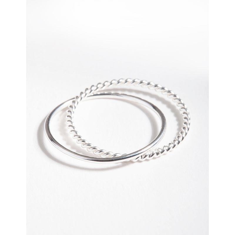 Sterling Silver Plain & Twisted Russian Ring