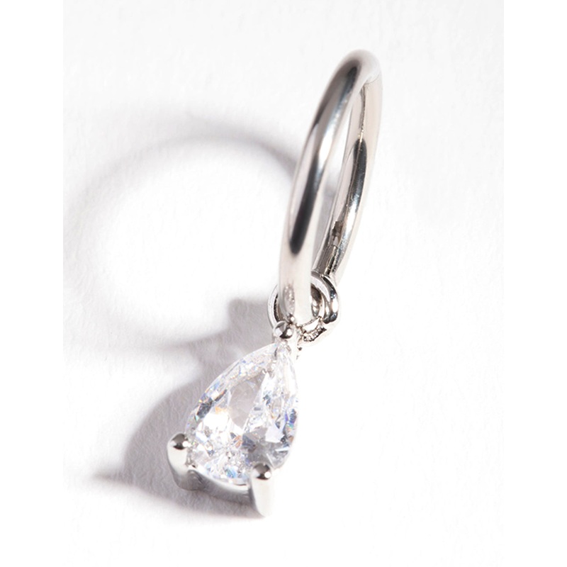 Surgical Steel Cubic Zirconia Droplet Ear Ring