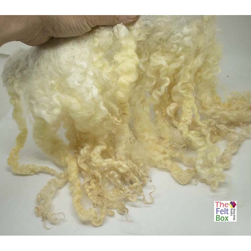 Curly Wool Locks on Cloth (04)- Rustic Cream | Needle Felting Supplies UK