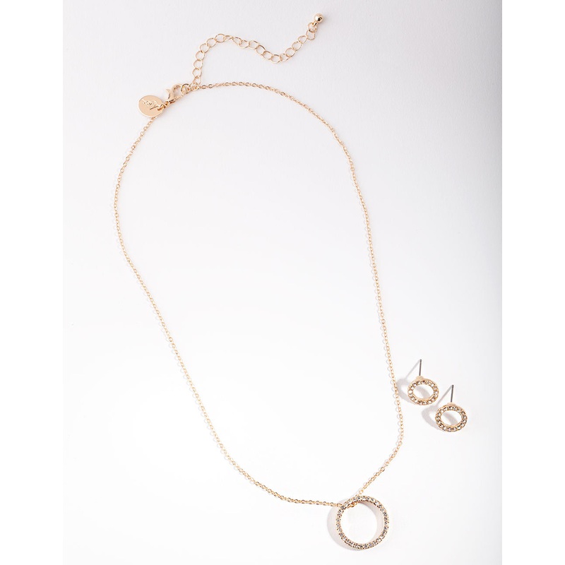 Gold Diamante Circle Jewellery Box