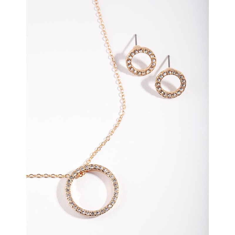 Gold Diamante Circle Jewellery Box