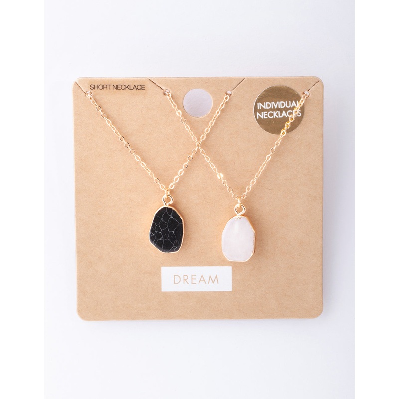 Gold Large Dark Semi Precious Stone Necklace Pack