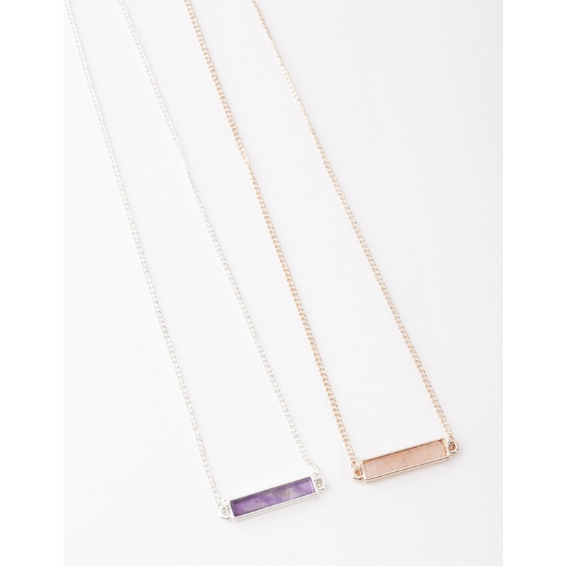 Mixed Metal Semi Precious Bar Bracelet Pack