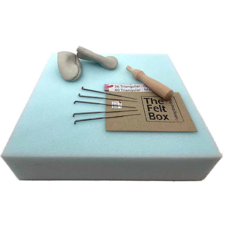 Needle Felting Starter Kit (no wool) The Felt Box : Mat Needle Holder Finger Protectors Felting Needles
