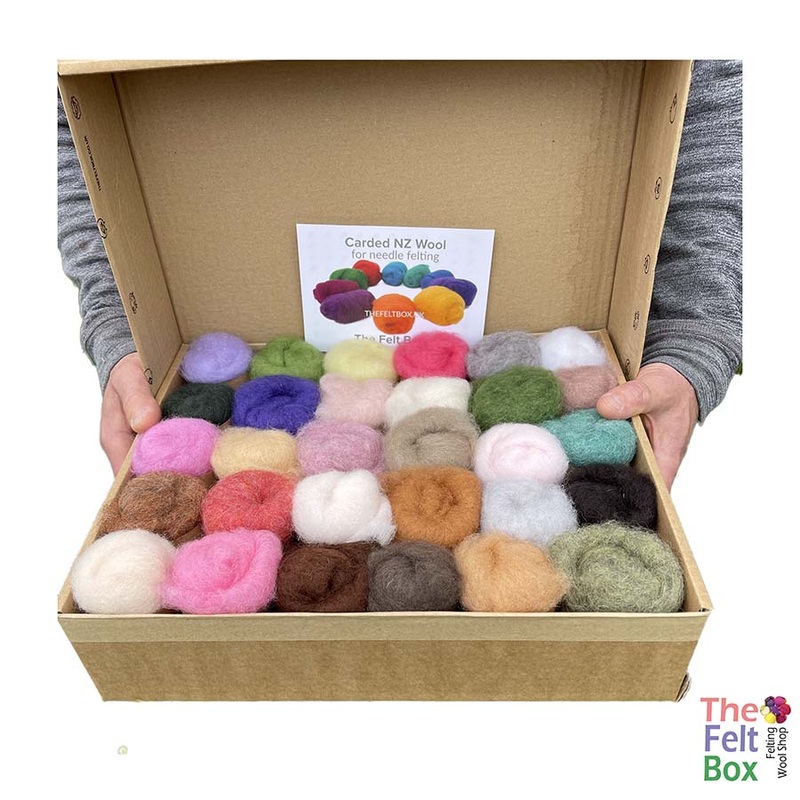 Needle Felting Wool Set  30 Custom Colours x 20g | Maori or NZ Carded Wool