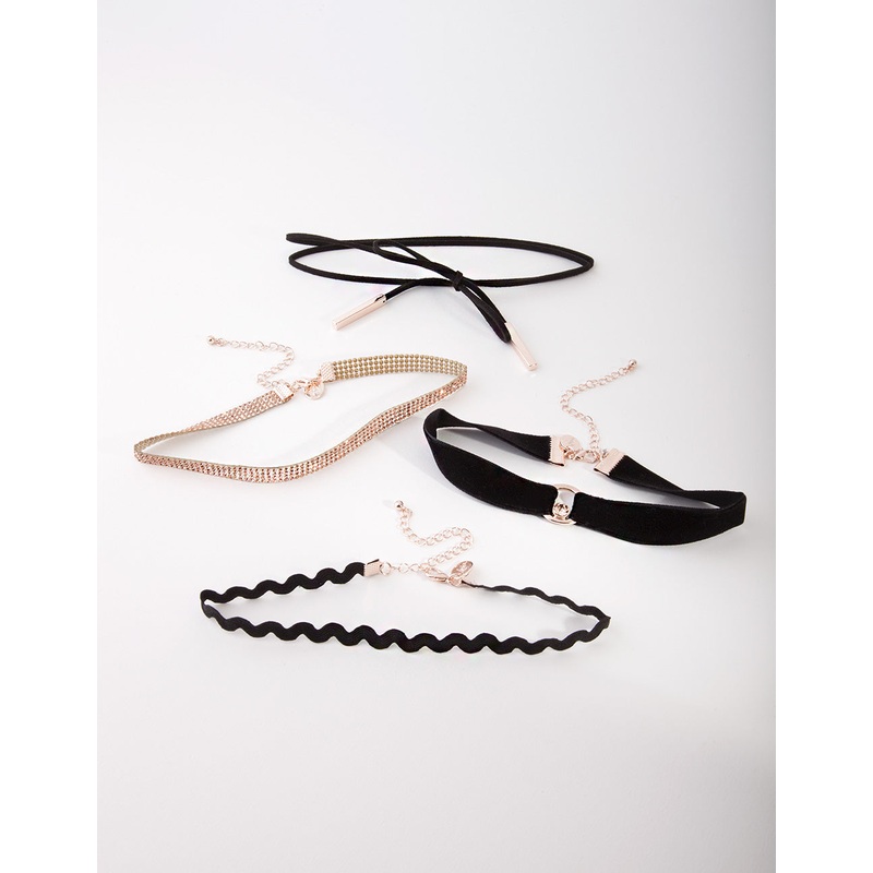 Black & Rose Gold Zig Zag Choker Pack