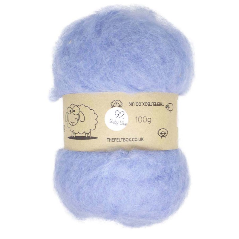 Carded NZ Wool For Needle Felting Batts – Baby Blue #92
