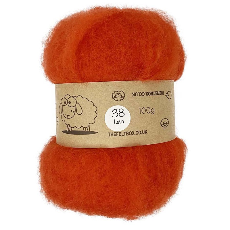 Carded NZ Wool For Needle Felting Batts – Lava #38