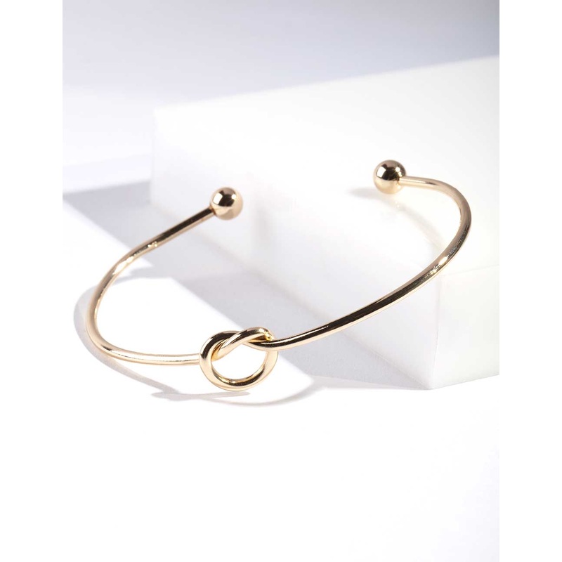 Fine Gold Knotted Open Cuff