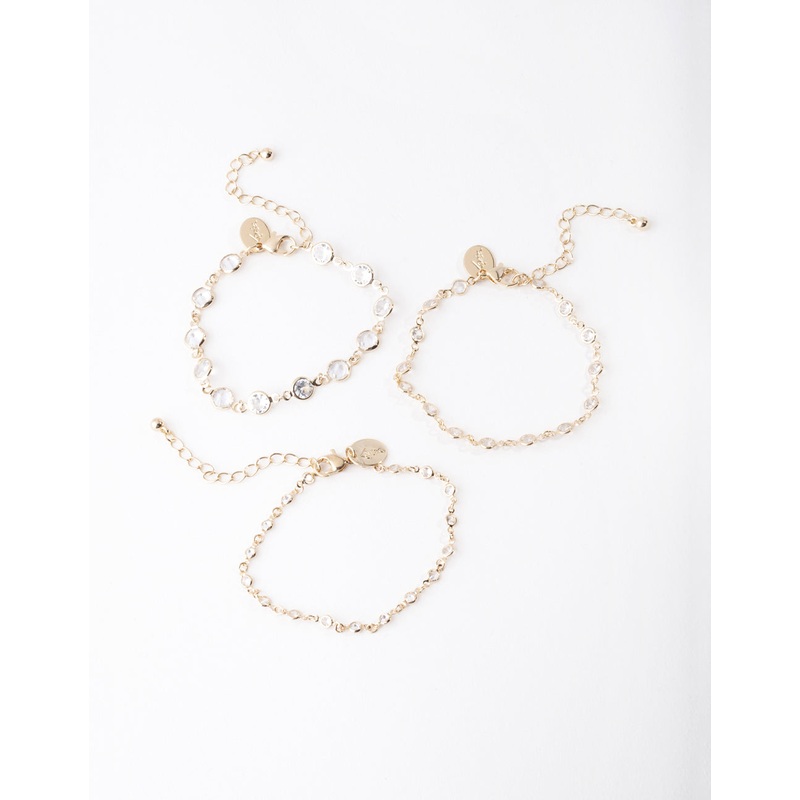 Gold Circle Diamante Bracelet Pack