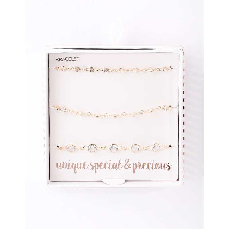Gold Circle Diamante Bracelet Pack