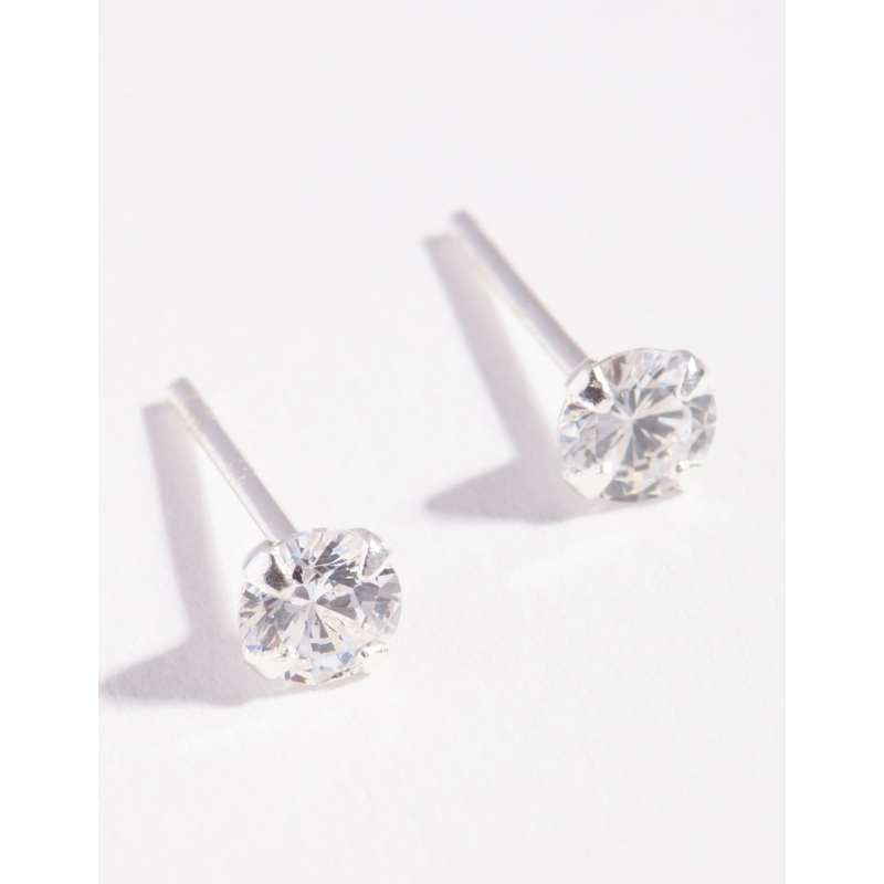Sterling Silver Cubic Zirconia 1/4 Carat 4 Claw Stud Earrings