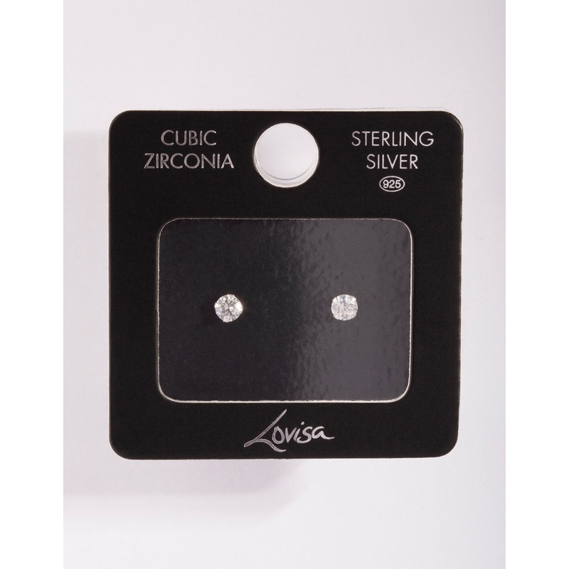 Sterling Silver Cubic Zirconia 1/4 Carat 4 Claw Stud Earrings