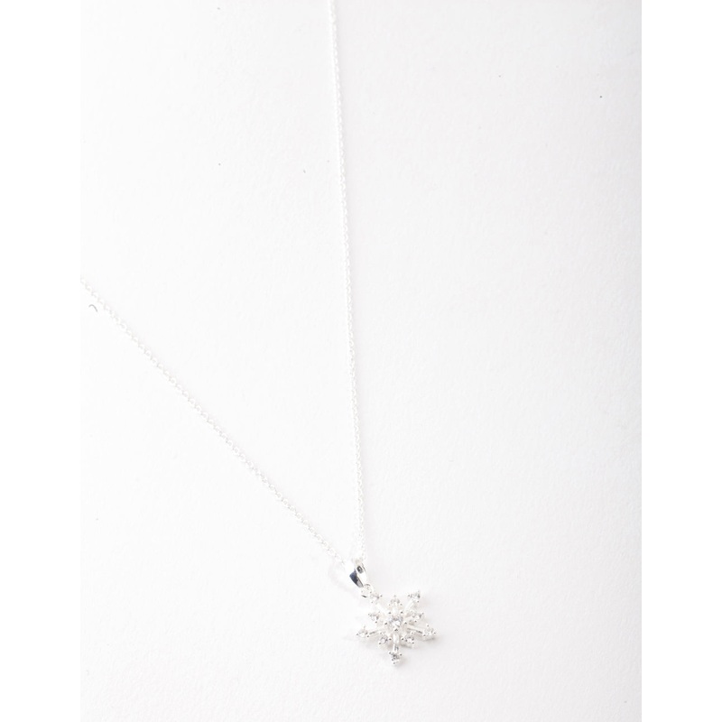 Sterling Silver Cubic Zirconia Snowflake Necklace