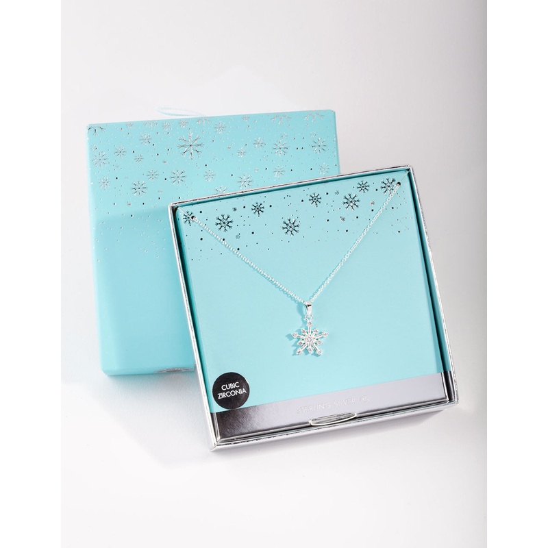 Sterling Silver Cubic Zirconia Snowflake Necklace