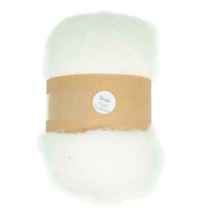 Carded Felt Wool Needle Felting Carded Batt White Maori DHG Snow