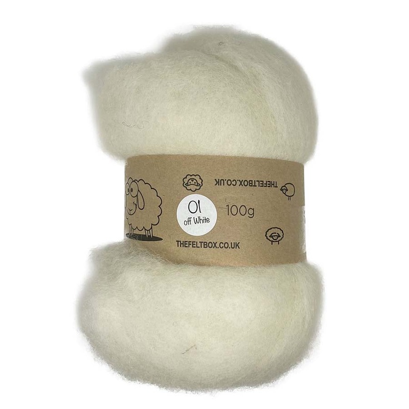 Carded NZ Wool For Needle Felting Batts -Off White #01
