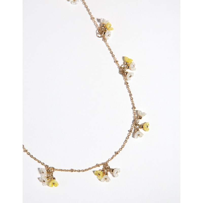 Gold Mini Flower Long Necklace
