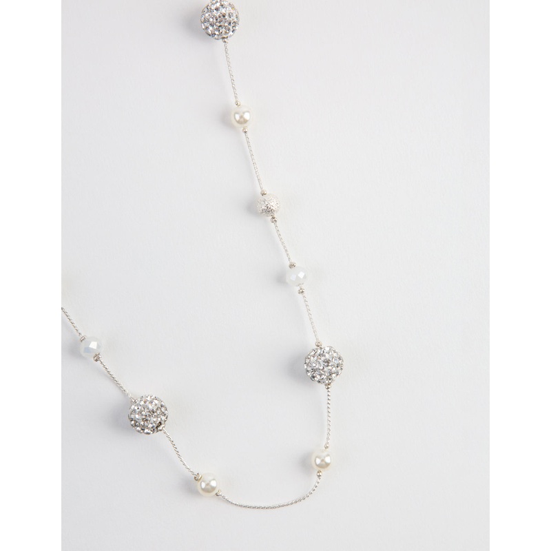Kids Silver Fireball Classic Bead Station Necklace
