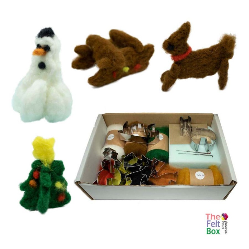Needle Felting Kit for Beginners – Cookie Cutter and Wool Set : Christmas Figures Level – Easy