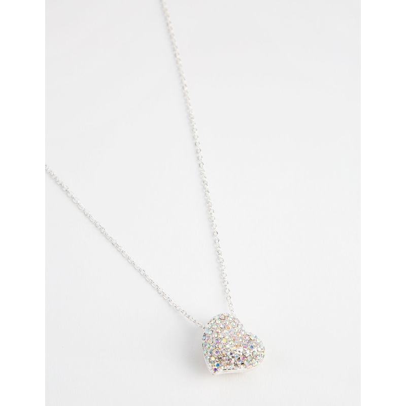 Silver Pave Heart Locket Necklace