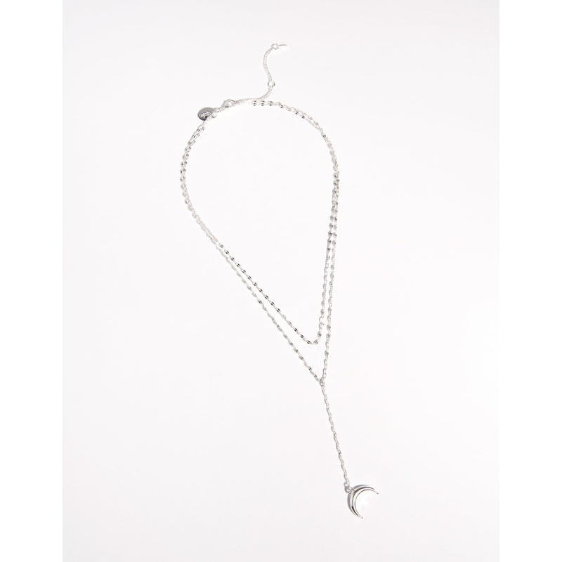 Silver Plated Double Row Moon Necklace