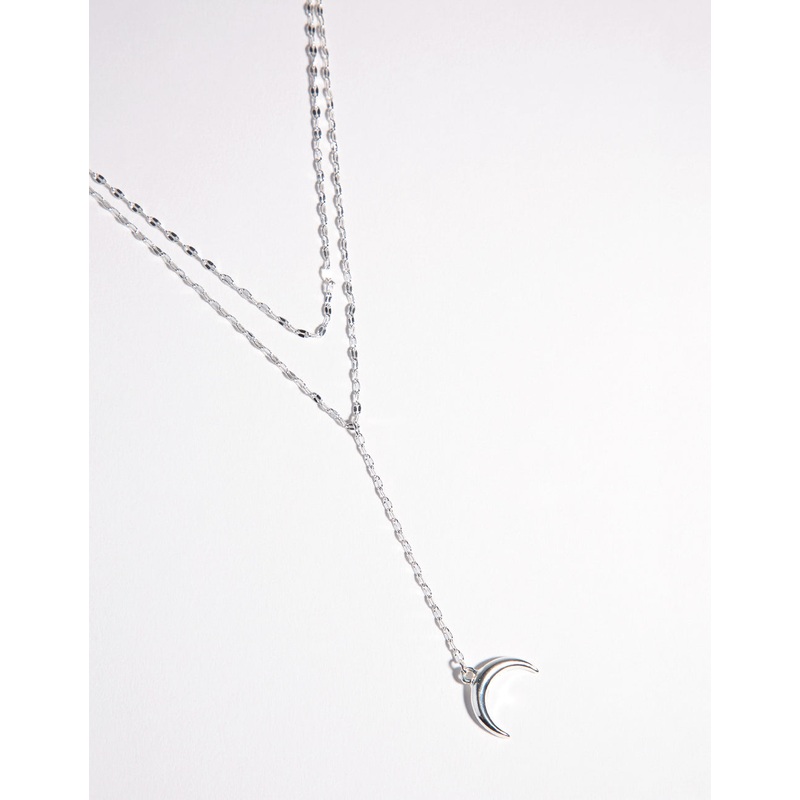 Silver Plated Double Row Moon Necklace