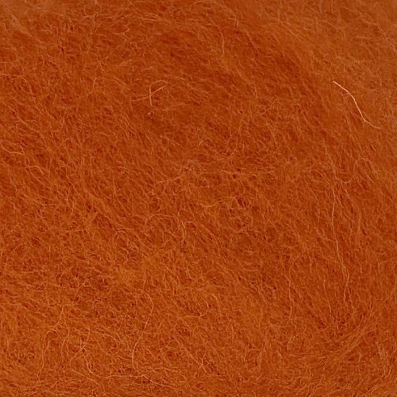 Carded NZ Wool For Needle Felting Batts Dark Orange #35