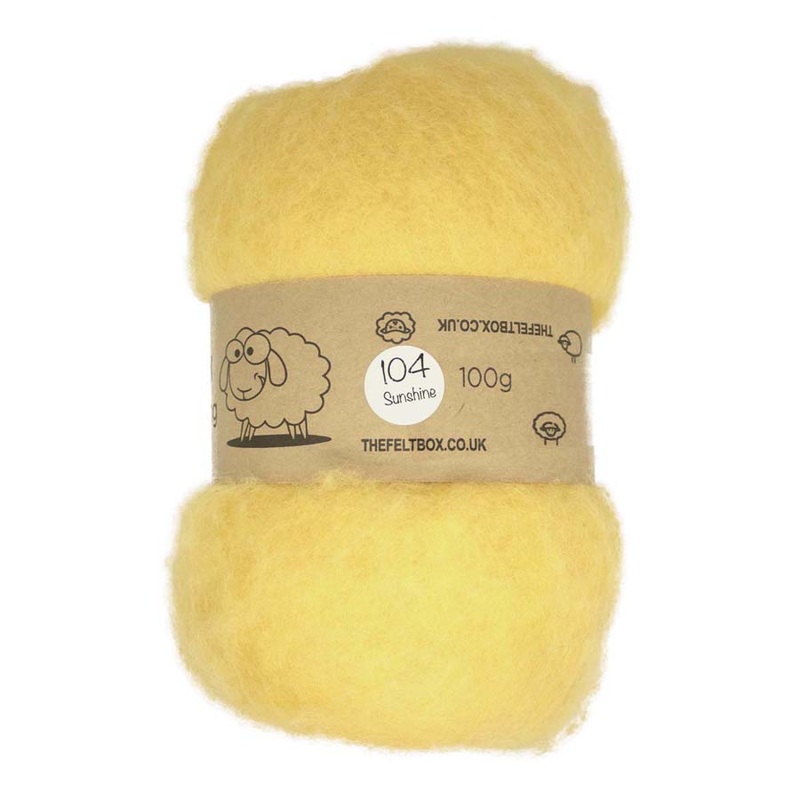 Carded NZ Wool For Needle Felting Batts – Sunshine #104
