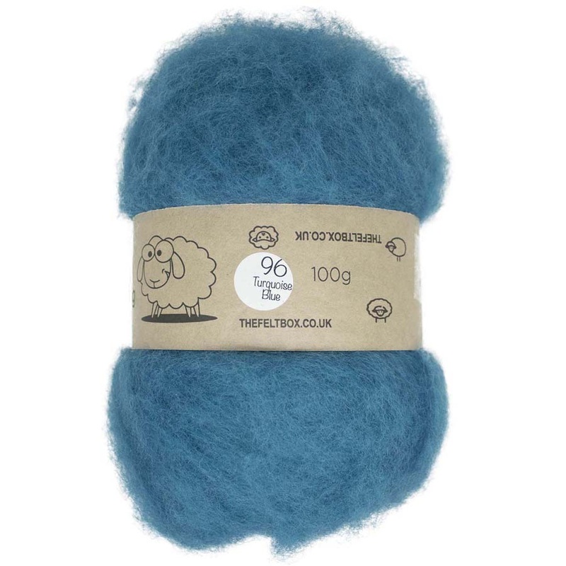 Carded NZ Wool For Needle Felting Batts – Turquoise Blue #96