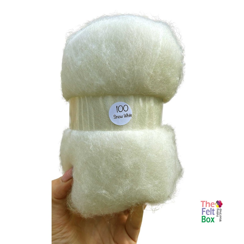 Carded NZ Wool for Needle Felting  Snow White #100 (Creamy Batch)