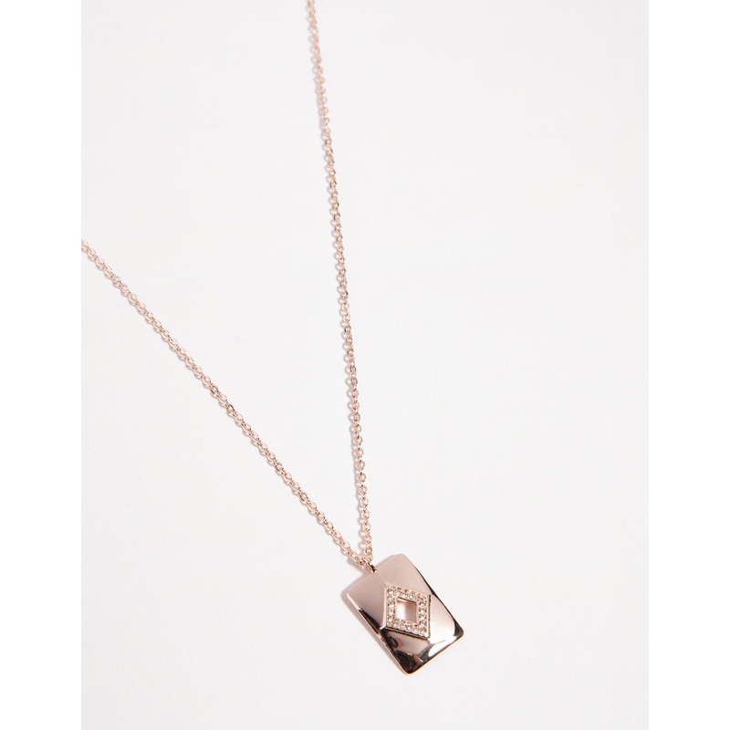 Rose Gold Plated Diamond Cutout Necklace