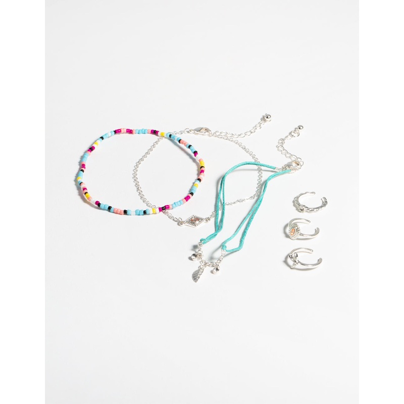 Silver Rainbow Toe & Anklet Set