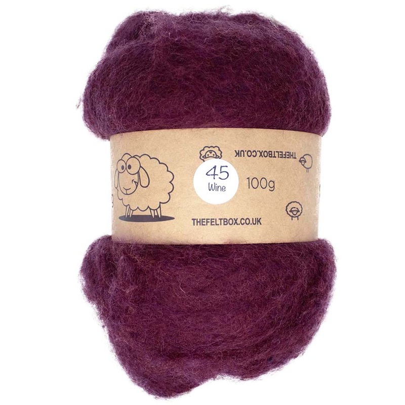 Carded NZ Wool For Needle Felting Batts – Wine #45