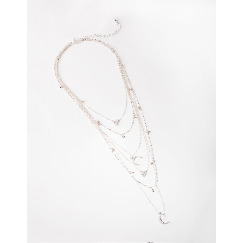 Silver Fine Diamante Celestial Necklace