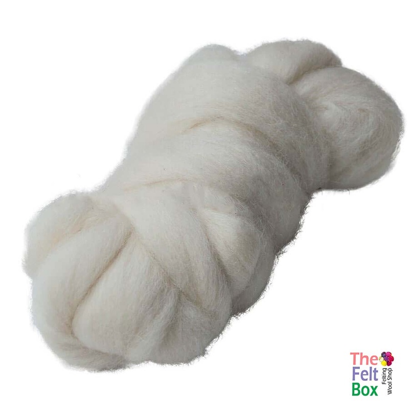 Wool Top British English 30 mic 56’s Felting and Spinning Fibre Natural Off- White