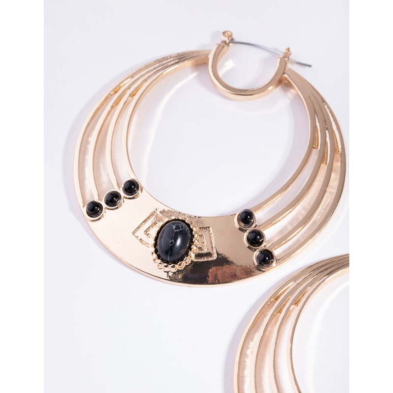 Acrylic Semi Precious Stone Hoop Earrings