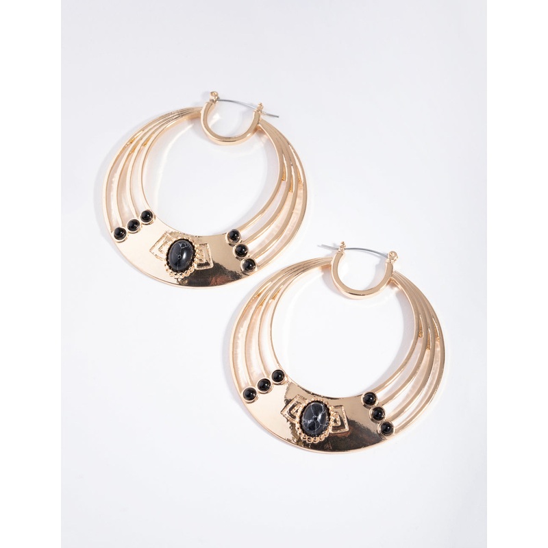 Acrylic Semi Precious Stone Hoop Earrings