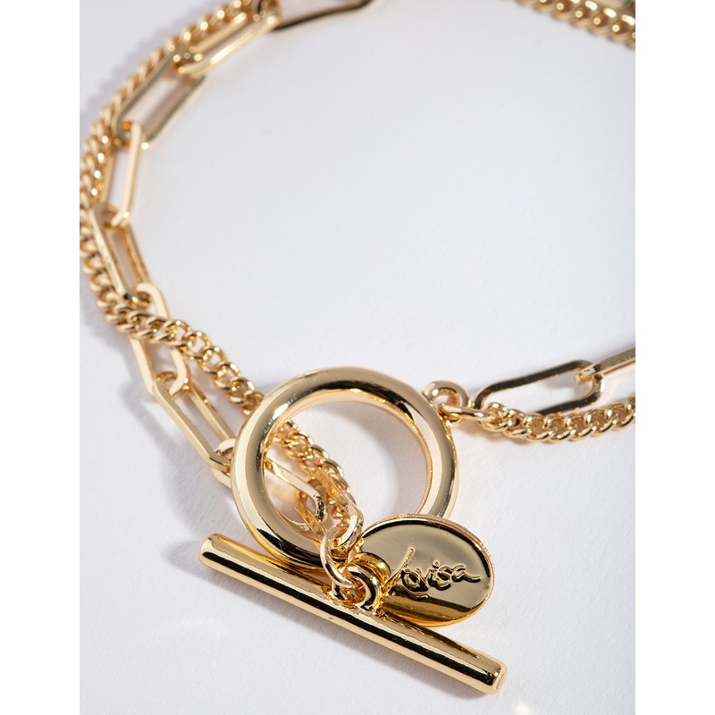 Gold Rectangle Link Bracelet