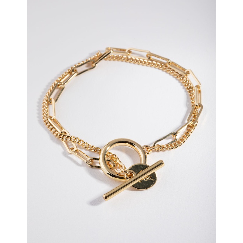 Gold Rectangle Link Bracelet