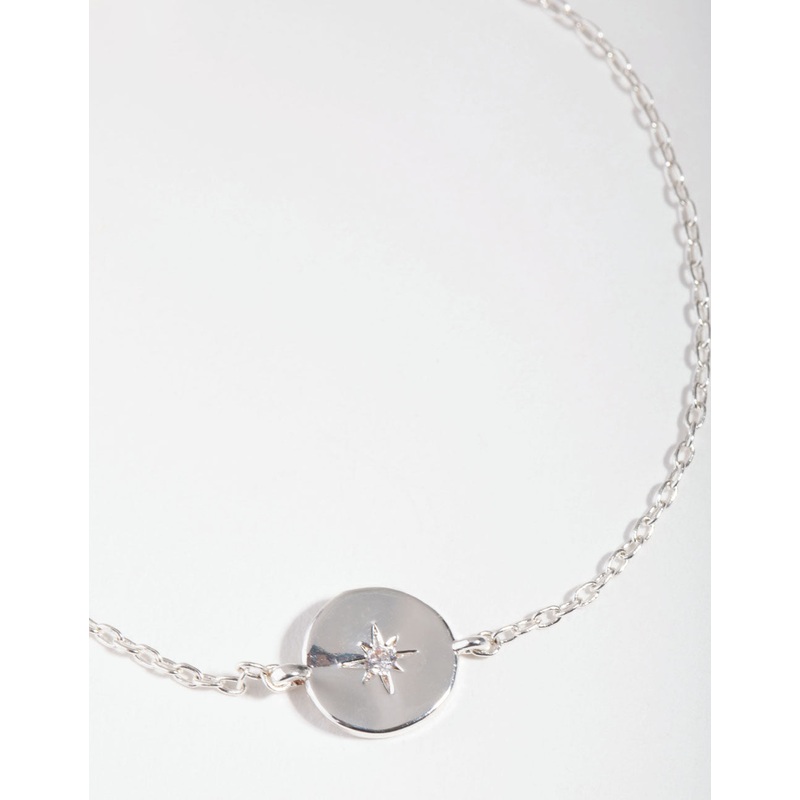 Silver Plated Starburst Disc Bracelet