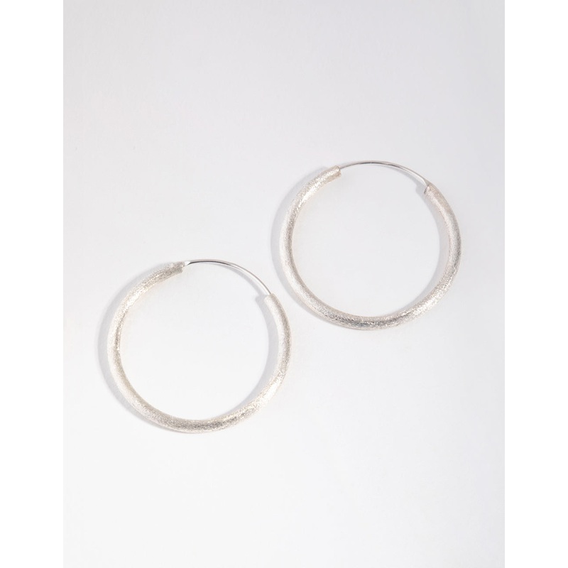Sterling Silver 30mm Satin Hoop Earrings