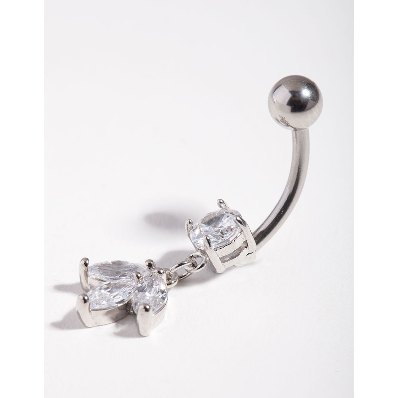 Surgical Steel Cubic Zirconia Marquise Dangle Bellybutton Ring