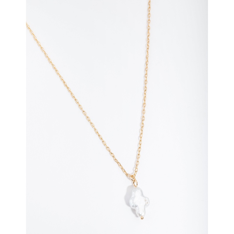 Gold Plated Freshwater Pearl Cross Necklace